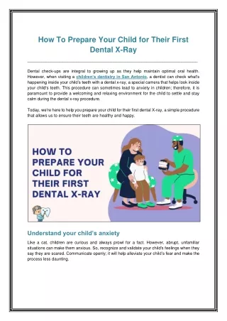 How To Prepare Your Child for Their First Dental X-Ray