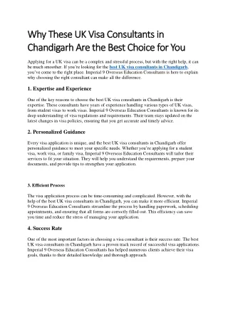 Why These UK Visa Consultants in Chandigarh Are the Best Choice for You