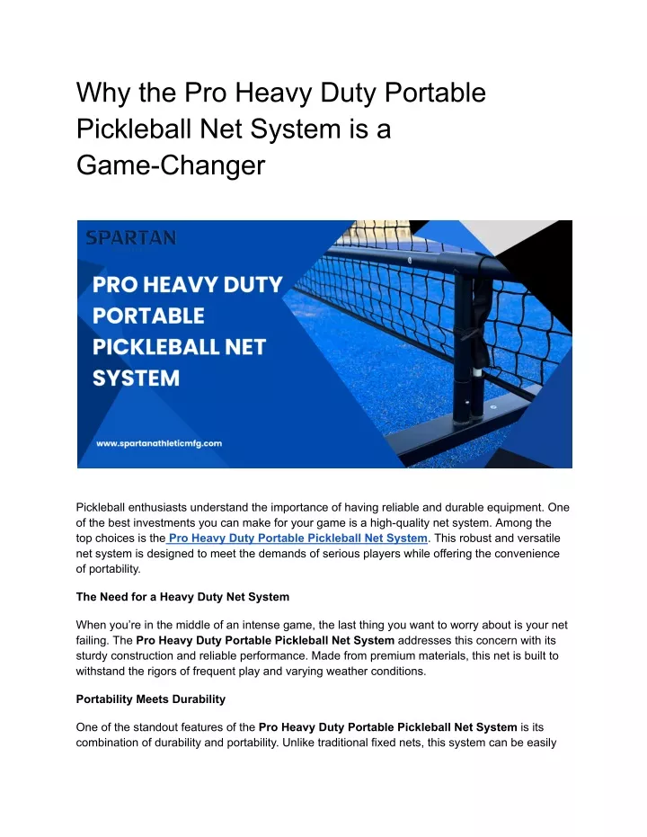 why the pro heavy duty portable pickleball