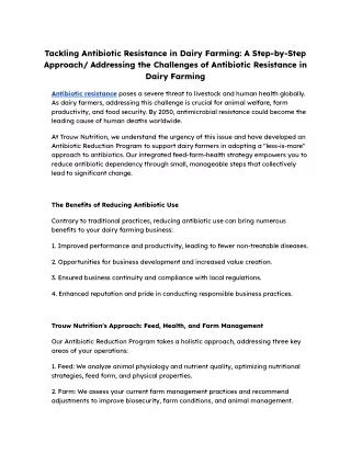 Tackling Antibiotic Resistance in Dairy Farming_ A Step-by-Step Approach_ Addressing the Challenges of Antibiotic Resist