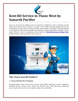 Reliable Kent RO Service in Thane West for Pure Drinking Water