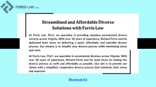 Streamlined and Affordable Divorce Solutions with Ferris Law