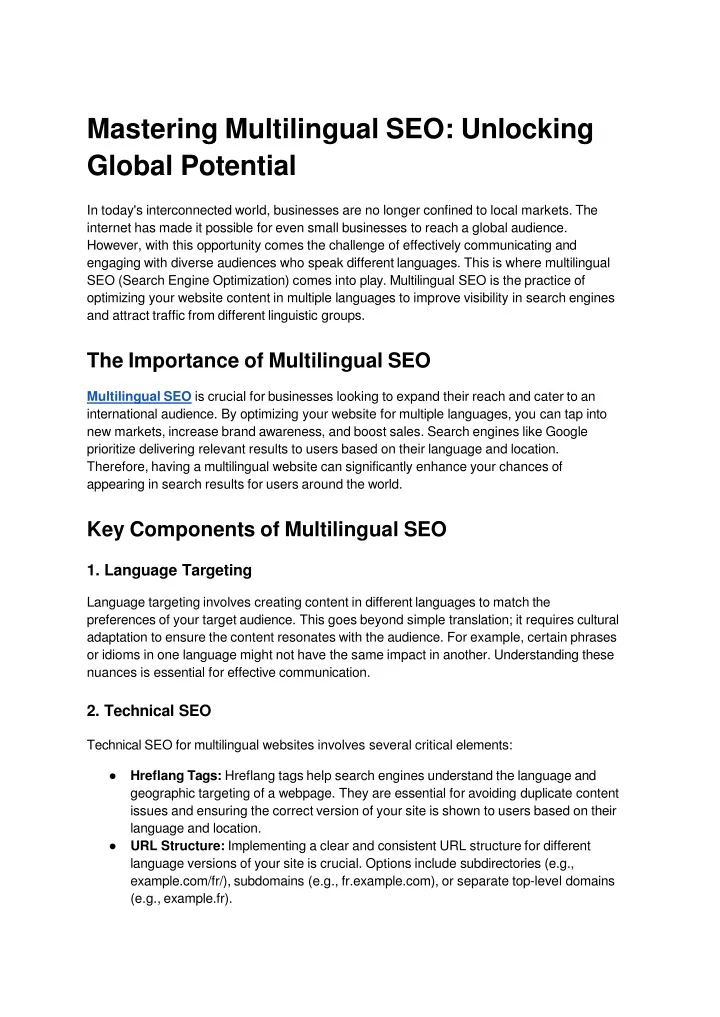 mastering multilingual seo unlocking global potential