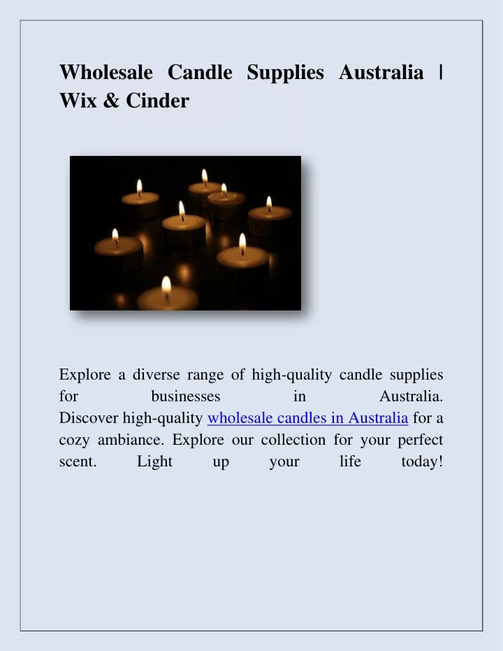 wholesale candle supplies australia wix cinder