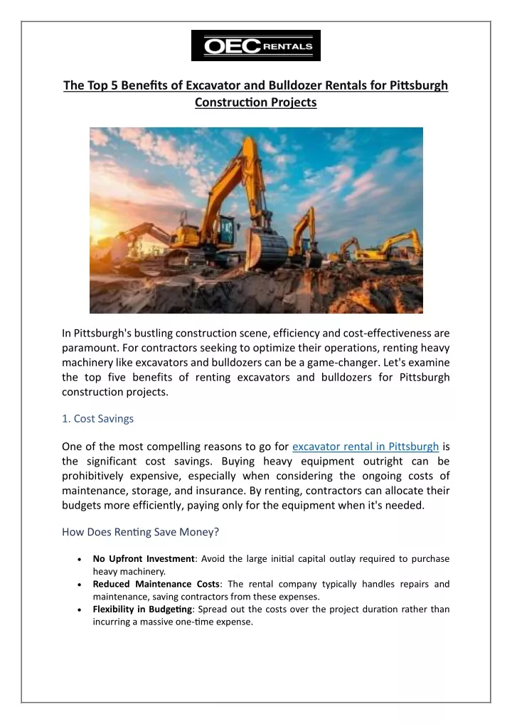 the top 5 benefits of excavator and bulldozer