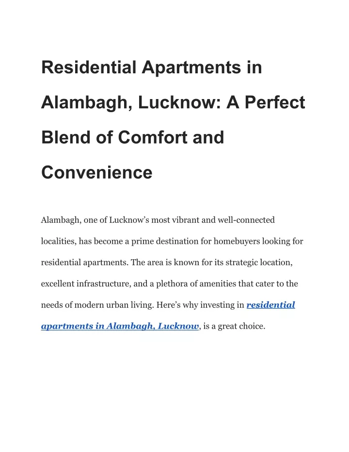 residential apartments in