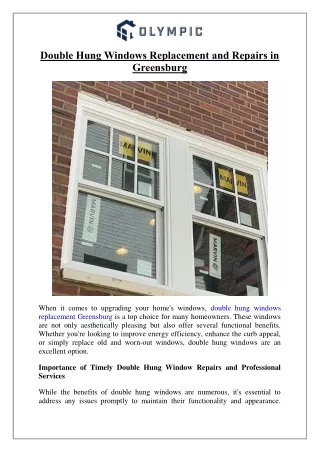 Double Hung Windows Replacement and Repairs in Greensburg