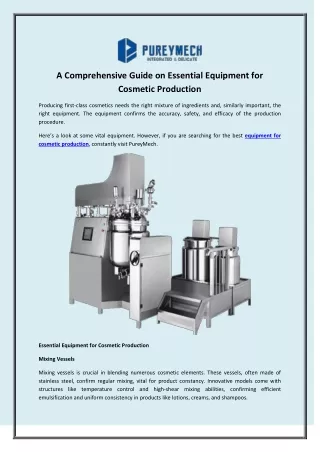 A Comprehensive Guide on Essential Equipment for Cosmetic Production