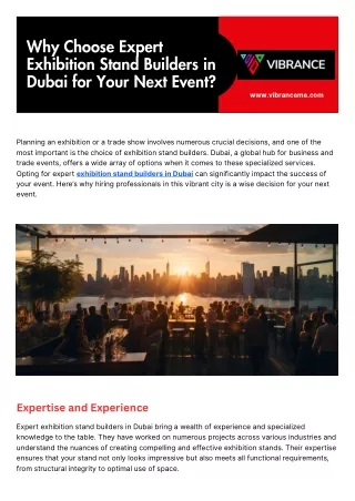 Why Choose Expert Exhibition Stand Builders in Dubai for Your Next Event