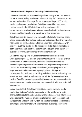 Caio Marchesani: Drive Business Growth with Caio Marchesani Digital Expertise