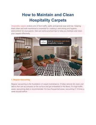 how to maintain & clean hospitality carpet