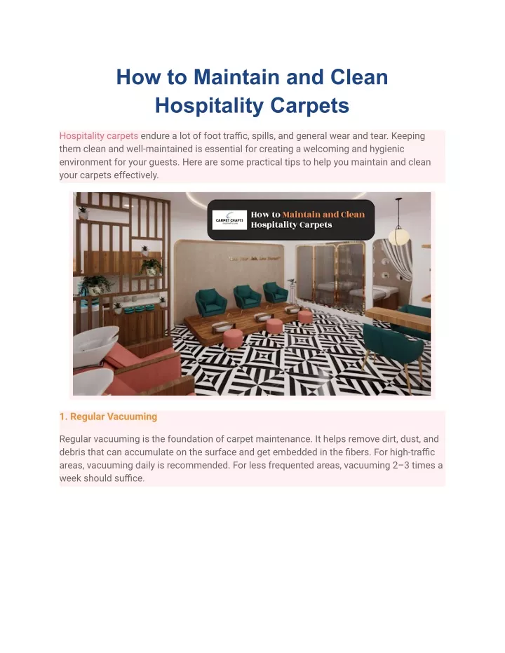 how to maintain and clean hospitality carpets