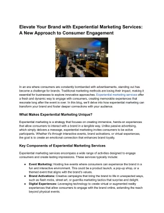 Elevate Your Brand with Experiential Marketing Services_ A New Approach to Consumer Engagement