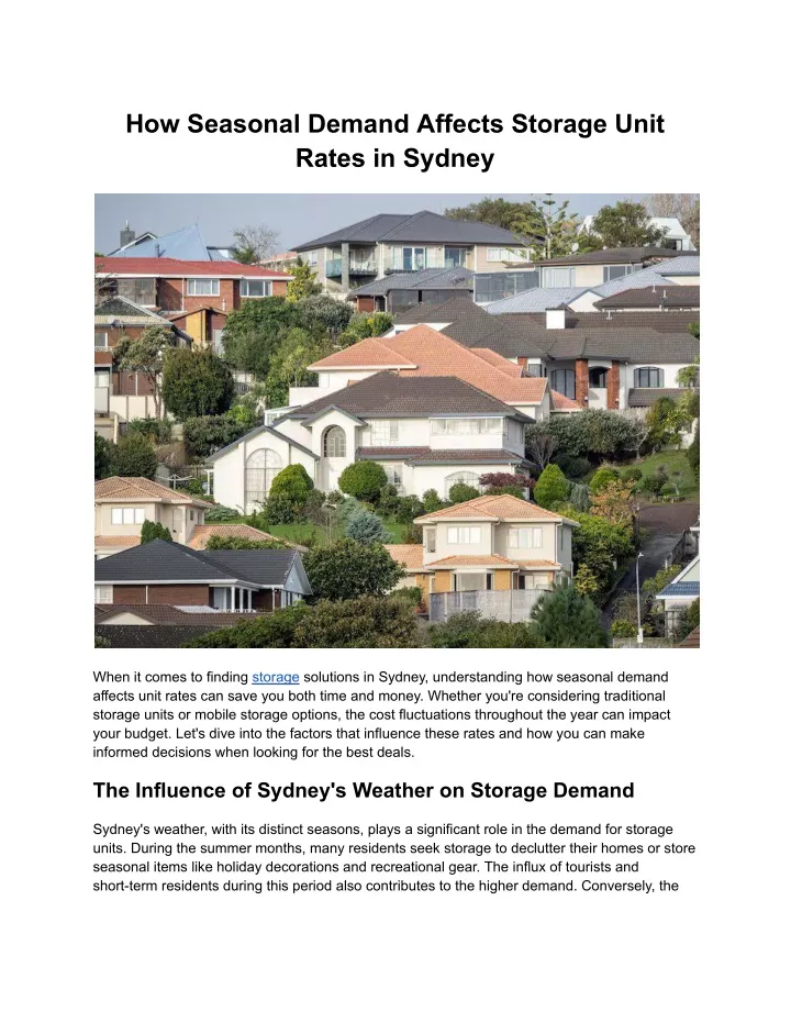 how seasonal demand affects storage unit rates