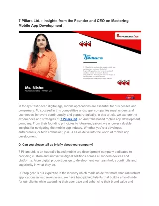 7 Pillars Ltd. _ Insights from the Founder and CEO on Mastering Mobile App Development