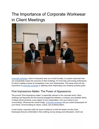 the importance of corporate workwear in client
