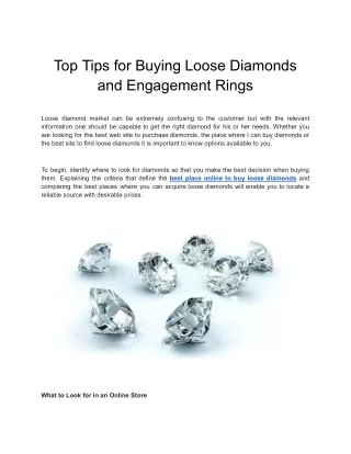 Top Tips for Buying Loose Diamonds and Engagement Rings