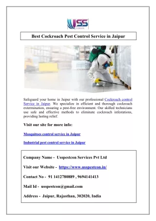 Best Cockroach Pest Control Service in Jaipur