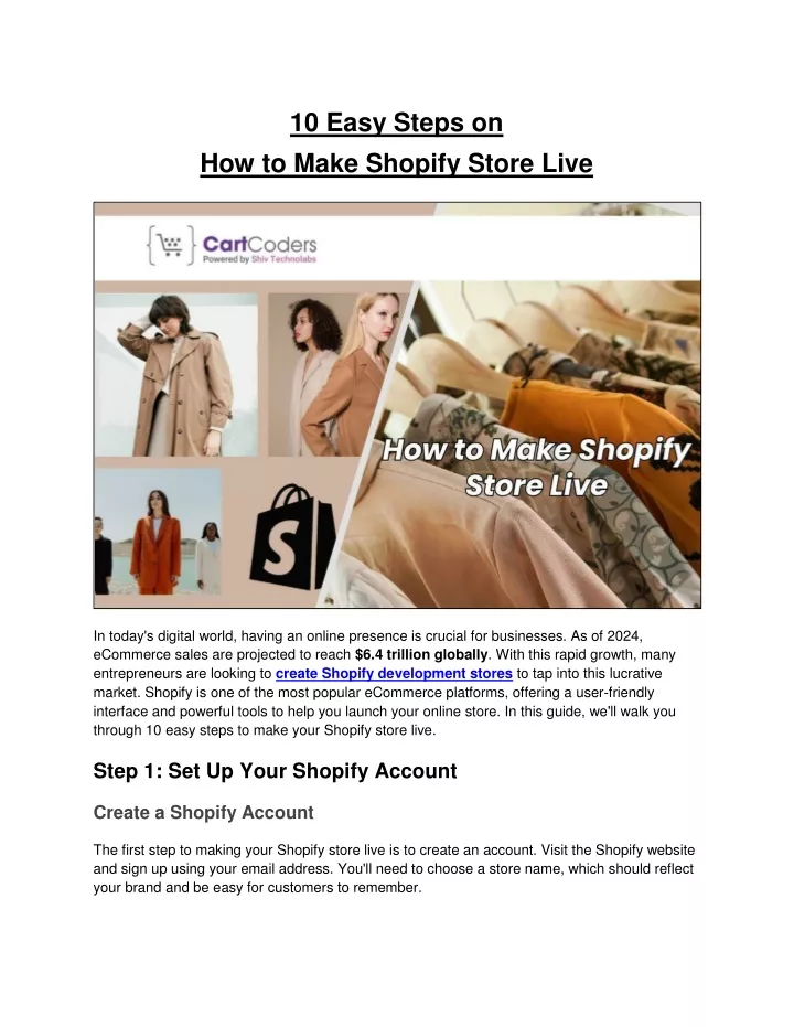 10 easy steps on how to make shopify store live