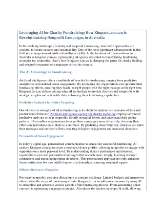 Artificial intelligence for fund raising causes