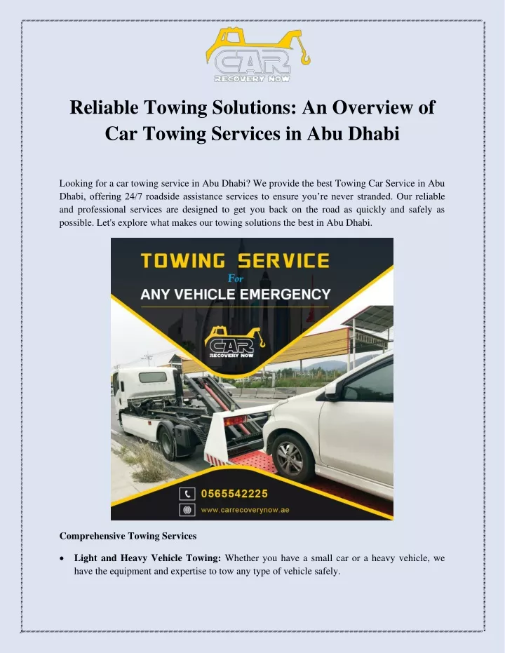 reliable towing solutions an overview