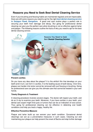 Reasons you Need to Seek Best Dental Cleaning Service