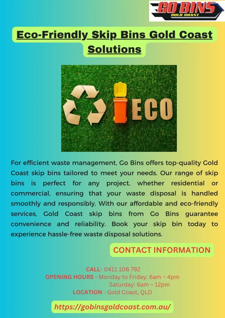 eco friendly skip bins gold coast solutions