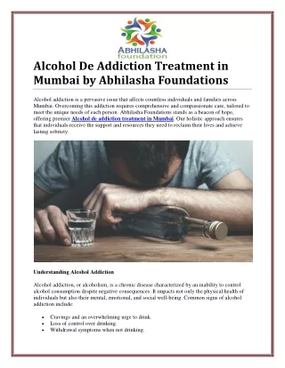 Effective Alcohol De Addiction Treatment in Mumbai