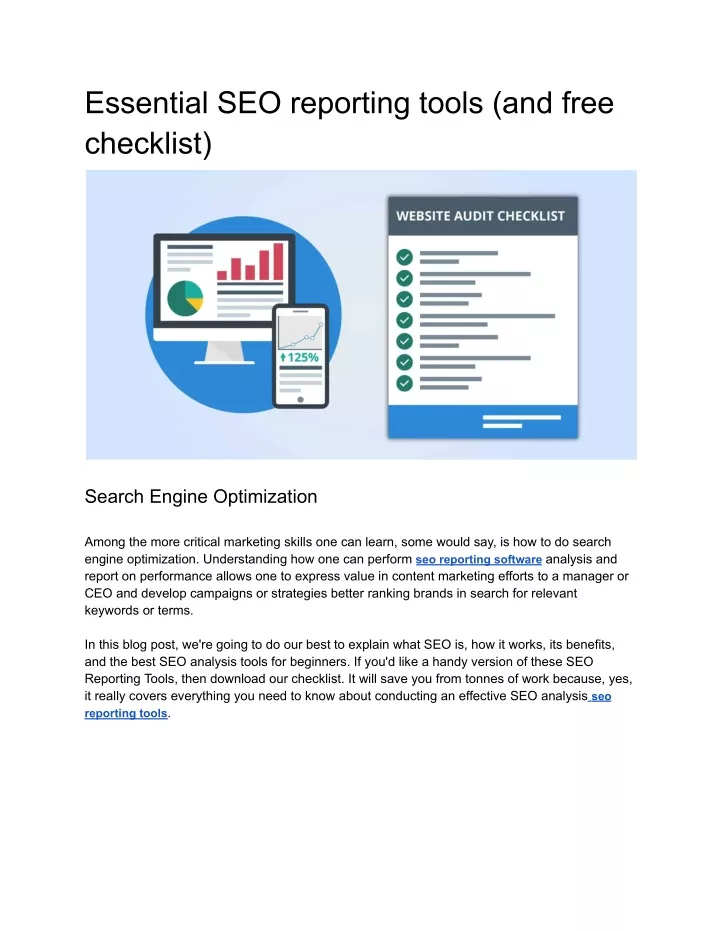 essential seo reporting tools and free checklist