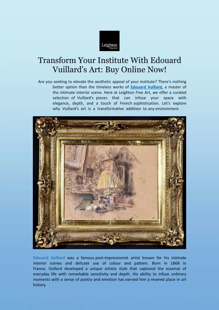 transform your institute with edouard vuillard