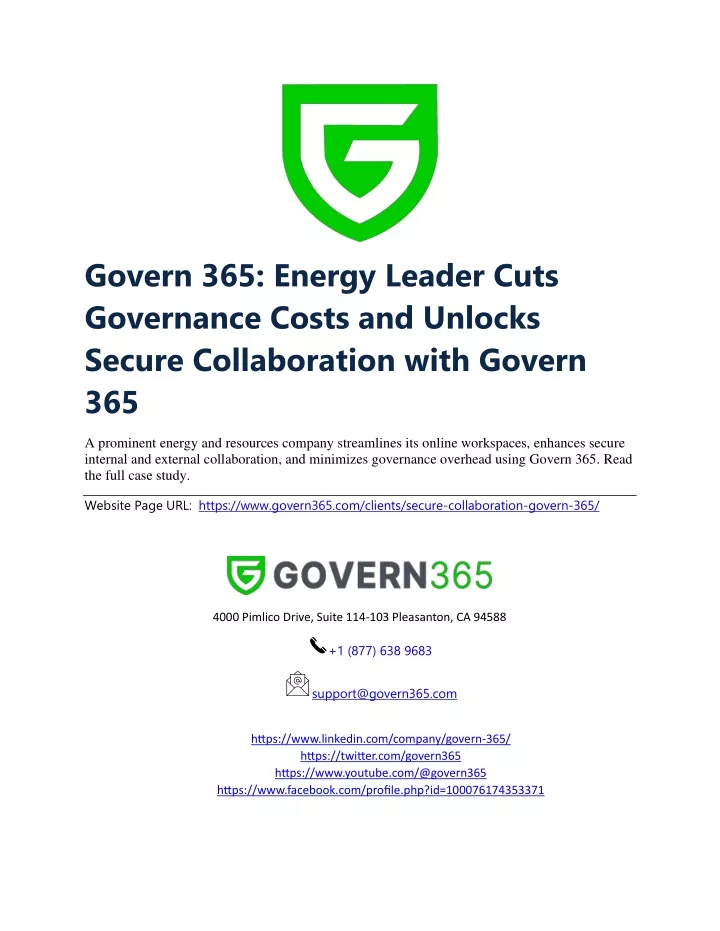 govern 365 energy leader cuts governance costs