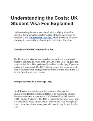 UK Student Visa Fee