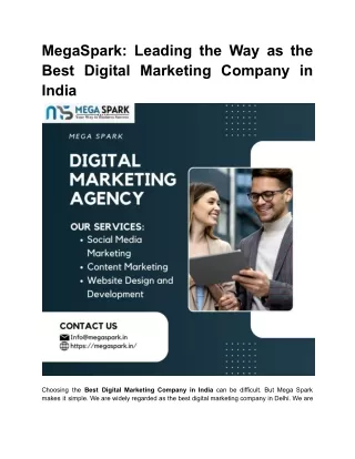 MegaSpark: Leading the Way as the Best Digital Marketing Company in India