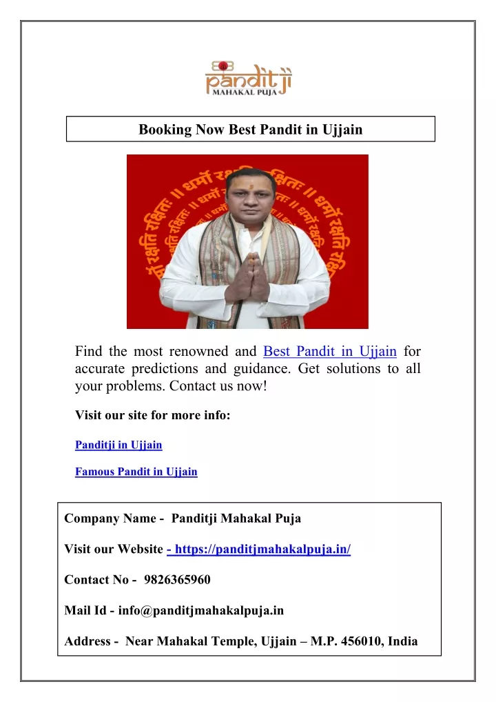 booking now best pandit in ujjain