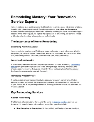 Remodeling Mastery_ Your Renovation Service Experts