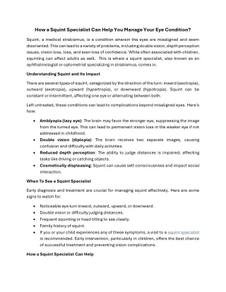 How a Squint Specialist Can Help You Manage Your Eye Condition