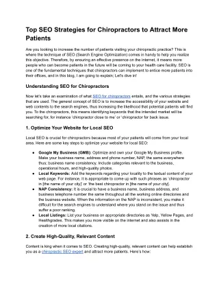 Top SEO Strategies for Chiropractors to Attract More Patients