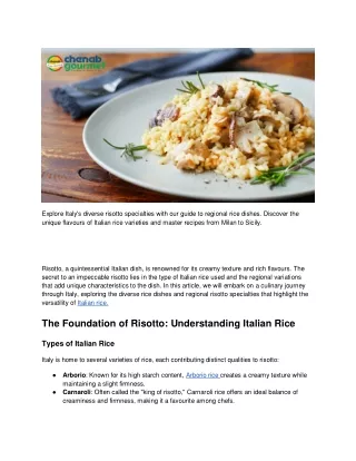 Regional Risotto Specialties_ Exploring Italy’s Diverse Rice Dishes