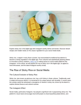 Sticky Rice in the Digital Age_ Instagram-Worthy Dishes and Trends