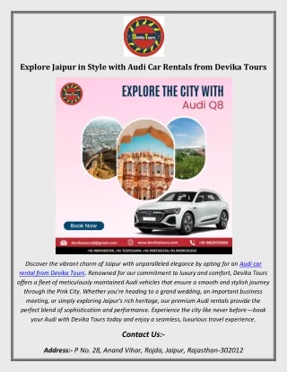 Audi Car Rental in Jaipur from Devika tours