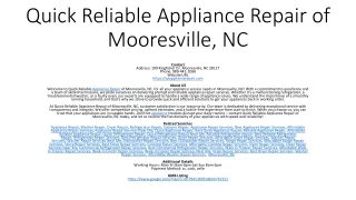 Quick Reliable Appliance Repair of Mooresville, NC
