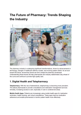 The Future of Pharmacy: Trends Shaping the Industry