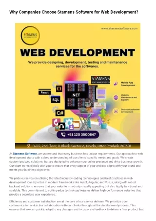 why companies choose stamens software
