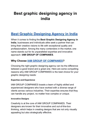 Best graphic designing agency in india