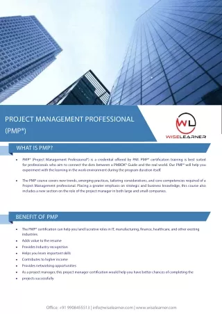 Project Management Professional (PMP) Training and Certification Course
