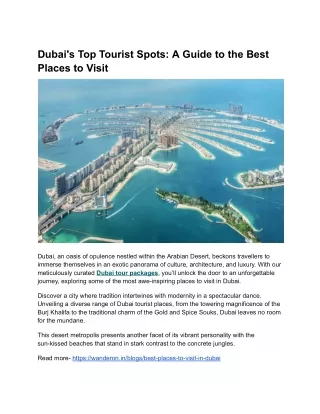 Dubai's Top Tourist Spots: A Guide to the Best Places to Visit