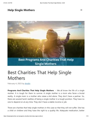 Best Charities That Help Single Mothers 