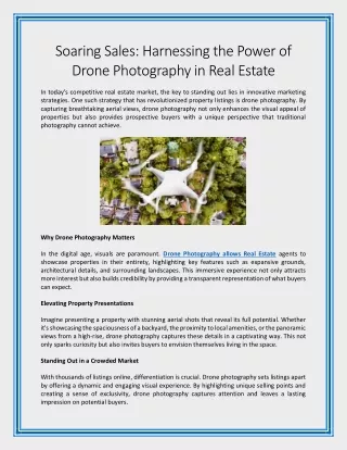 Soaring Sales Harnessing the Power of Drone Photography in Real Estate