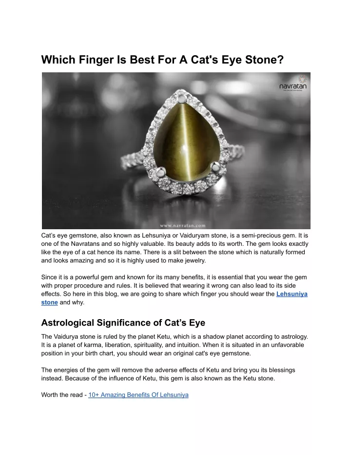 which finger is best for a cat s eye stone