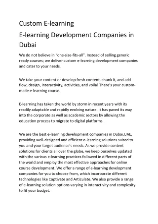 E-learning Development Companies in Dubai